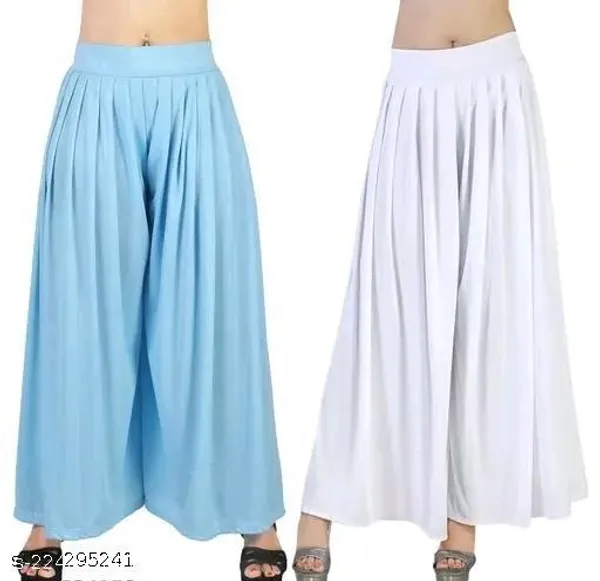 Set_Of_2-Sky_Blue_And_White_Mid_Rise_Lycra_Elastic_Waistband_Leggings_For_Women