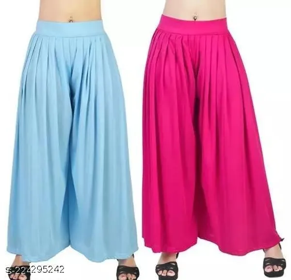 Set_Of_2-Sky_Blue_And_Rani_Pink_Mid_Rise_Lycra_Elastic_Waistband_Leggings_For_Women