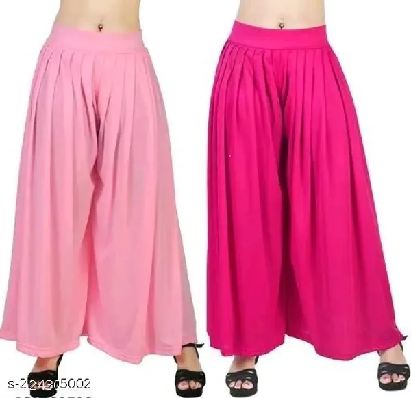 Set_Of_2-Baby_Pink_And_Rani_Pink_Mid_Rise_Lycra_Elastic_Waistband_Palazzo_For_Women