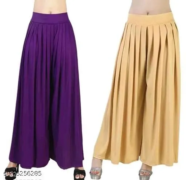 Set_Of_2-Purple_And_Gold_Mid_Rise_Lycra_Elastic_Waistband_Palazzo_For_Women