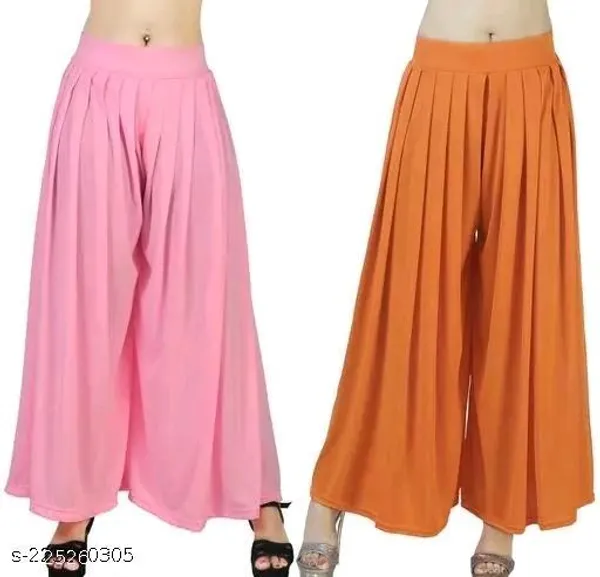Set_Of_2-Baby_Pink_And_Orange_Mid_Rise_Lycra_Elastic_Waistband_Palazzo_For_Women