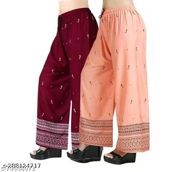 Set_Of_2-Maroon_And_Peach_Mid_Rise_Lycra_Drawstring_Palazzo_For_Women