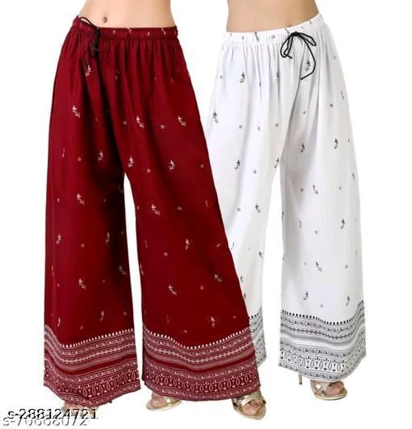 Set_Of_2-Maroon_And_White_Mid_Rise_Lycra_Drawstring_Palazzo_For_Women