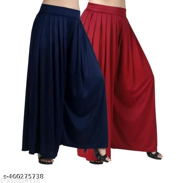 Set_Of_2-Navy_Blue_And_Maroon_Mid_Rise_Lycra_Elastic_Waistband_Palazzo_For_Women