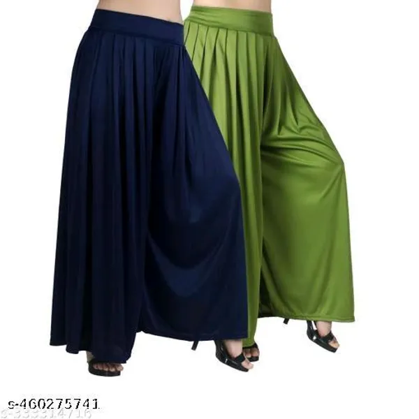 Set_Of_2-Navy_Blue_And_Green_Mid_Rise_Lycra_Elastic_Waistband_Palazzo_For_Women
