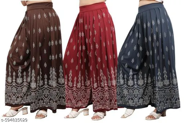 Set_Of_3-Brown_and_Maroon_and_Grey_Mid_Rise_Lycra_Elastic_Waistband_Palazzo_For_Women
