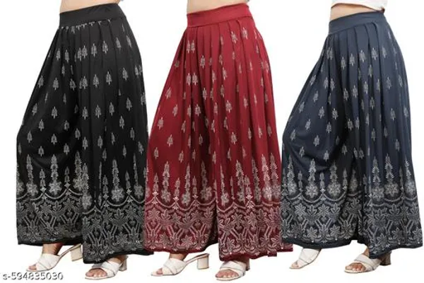 Set_Of_3-Black,_Grey_and_Maroon_Mid_Rise_Lycra_Elastic_Waistband_Palazzo_For_Women