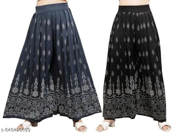 Set_Of_2-Grey_And_Black_Mid_Rise_Lycra_Elastic_Waistband_Palazzo_For_Women