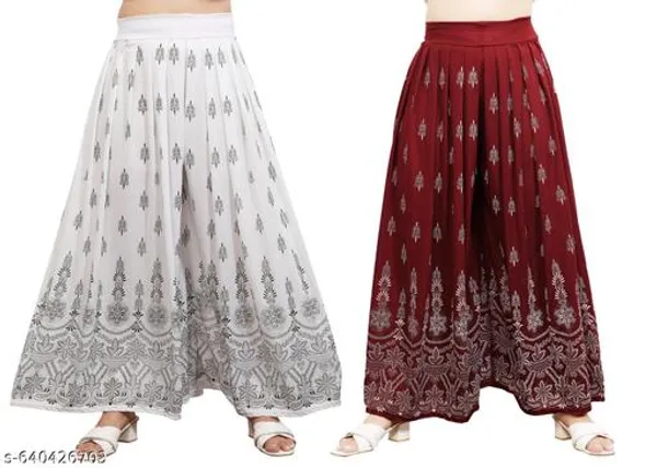 Set_Of_2-White_And_Maroon_Mid_Rise_Lycra_Elastic_Waistband_Palazzo_For_Women