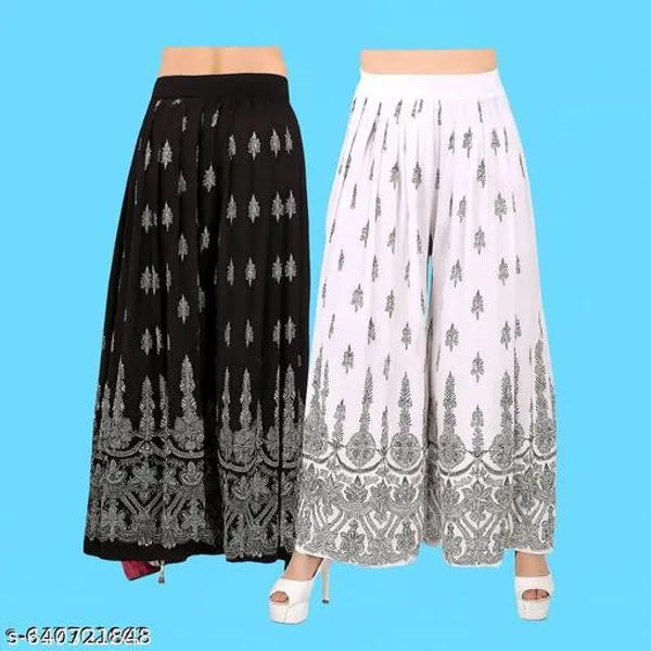 Set_Of_2-Black_and_White_Mid_Rise_Lycra_Elastic_Waistband_Palazzo_For_Women