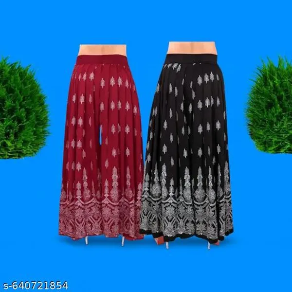 Set_Of_2-Maroon_And_Black_Mid_Rise_Lycra_Elastic_Waistband_Palazzo_For_Women