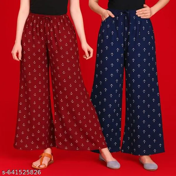 Set_Of_2-Maroon_And_Navy_Blue_Mid_Rise_Lycra_Elastic_Waistband_Palazzo_For_Women
