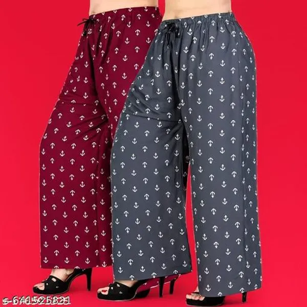 Set_Of_2-Maroon_And_Grey_Mid_Rise_Lycra_Elastic_Waistband_Palazzo_For_Women