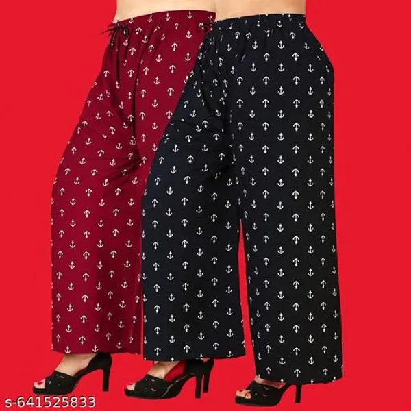 Set_Of_2-Maroon_And_Black_Mid_Rise_Lycra_Elastic_Waistband_Palazzo_For_Women