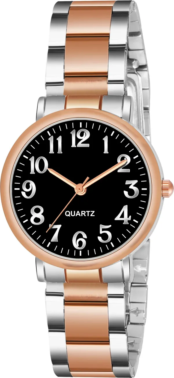 Multicolor_&_Silver_&_Rose_Gold_Quartz_Round_Shape_Watch_For_Women