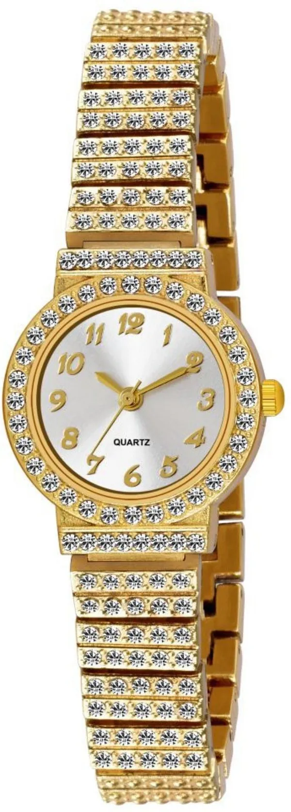 Golden_Quartz_Round_Shape_Watch_For_Women