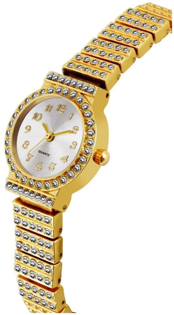 Golden_Quartz_Round_Shape_Watch_For_Women