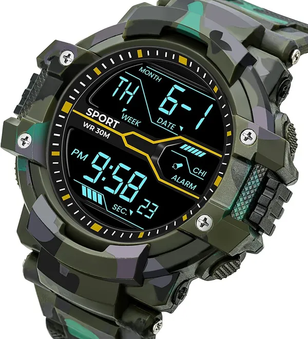 Green_Army_Stripe_Digital_Round_Shape_Watch_For_Men_(Pack_Of_2)