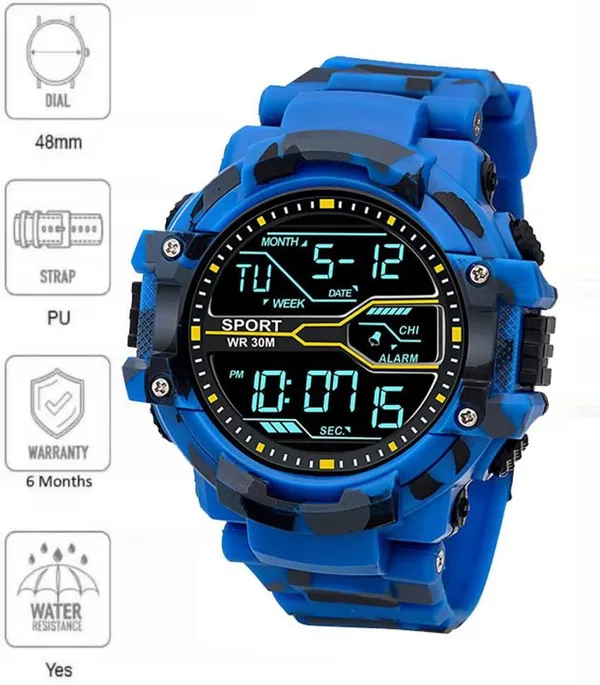 Blue_Army_Stripe_Digital_Round_Shape_Watch_For_Men