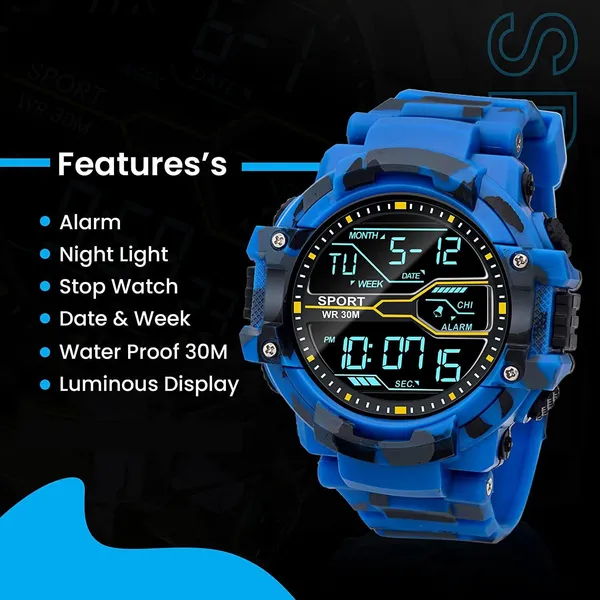 Blue_Army_Stripe_Digital_Round_Shape_Watch_For_Men