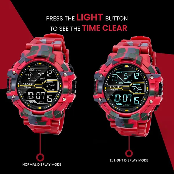 Red_Army_Stripe_Digital_Round_Shape_Watch_For_Men