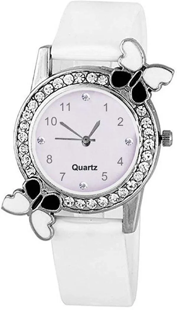 White_Quartz_Round_Shape_Watch_For_Women