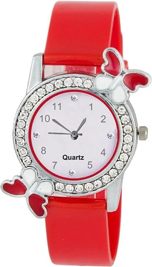 Red_Quartz_Round_Shape_Watch_For_Women