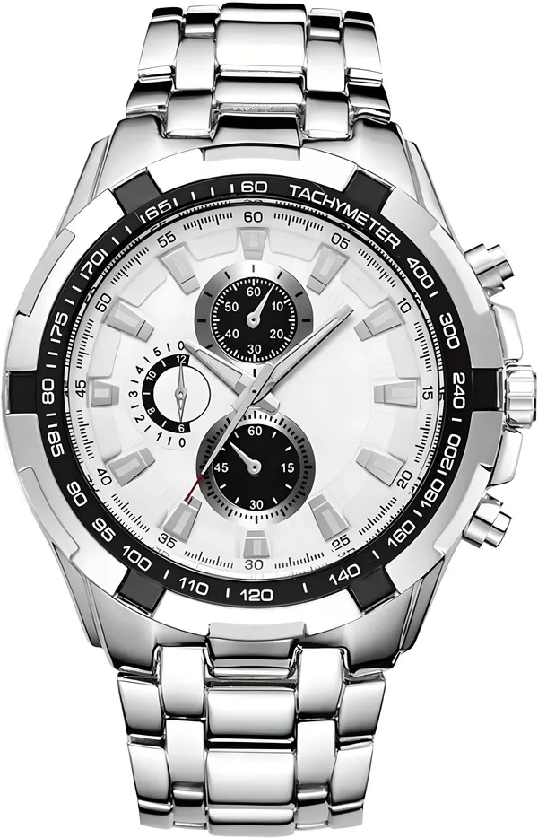 Silver_Quartz_Round_Shape_Watch_For_Men