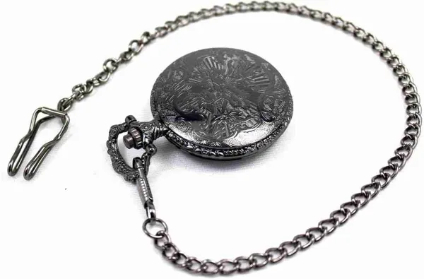 Black_Metalic_Double_Prong_Belt_Clip_Clasp_Pocket_Watch_For_Men