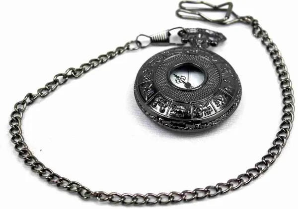 Black_Metalic_Double_Prong_Belt_Clip_Clasp_Pocket_Watch_For_Men