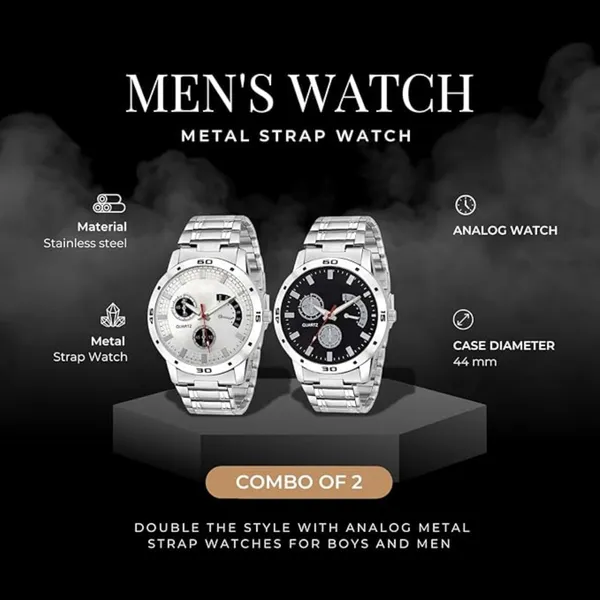 Silver_Quartz_Round_Shape_Watch_For_Men_(Pack_Of_2)