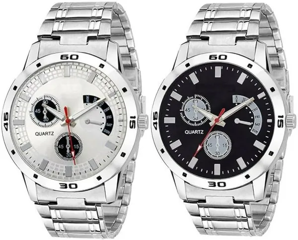 Silver_Quartz_Round_Shape_Watch_For_Men_(Pack_Of_2)