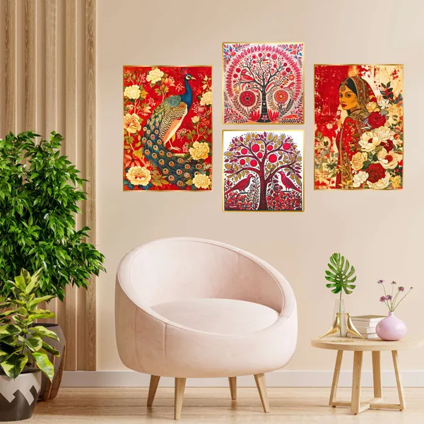 Premium_Canvas_With_Golden_Wooden_Frame_For_Home_And_Office_Pack_Of_4