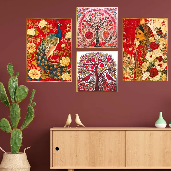 Premium_Canvas_With_Golden_Wooden_Frame_For_Home_And_Office_Pack_Of_4