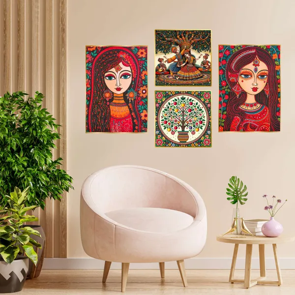 Premium_Canvas_With_Golden_Wooden_Frame_For_Home_And_Office_Pack_Of_4
