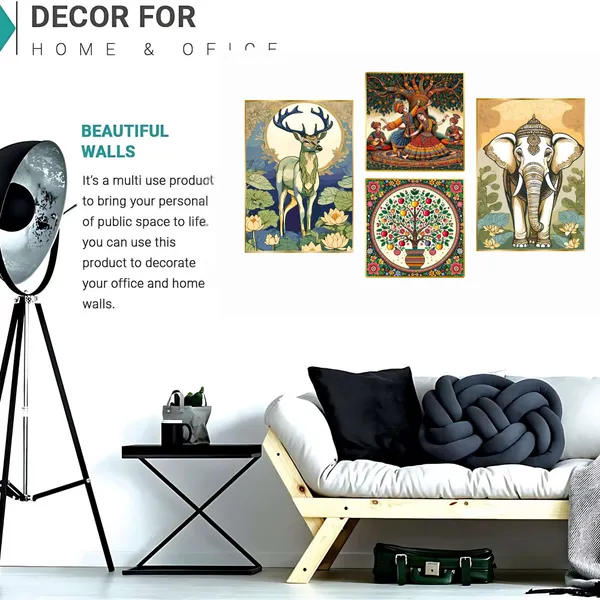 Premium_Canvas_With_Golden_Wooden_Frame_For_Home_And_Office_Pack_Of_4