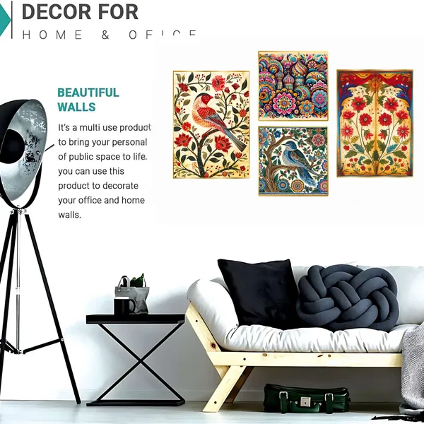 Premium_Canvas_With_Golden_Wooden_Frame_For_Home_And_Office_Pack_Of_4
