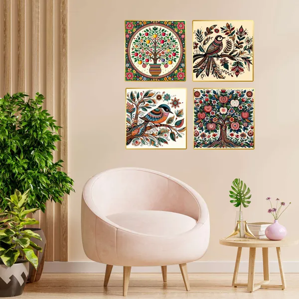 Premium_Canvas_With_Golden_Wooden_Frame_For_Home_And_Office_Pack_Of_4