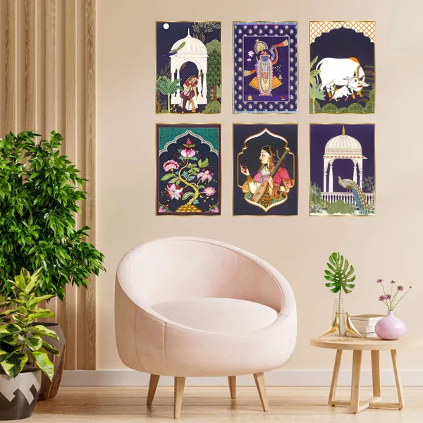 Premium_Canvas_With_Golden_Wooden_Frame_For_Home_And_Office_Pack_Of_6
