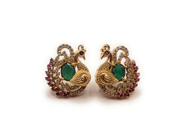 White_And_Red_And_Green_Alloy_And_Gold_Plated_And_Artificial_Stones_Premium_Drop_Earrings_For_Women