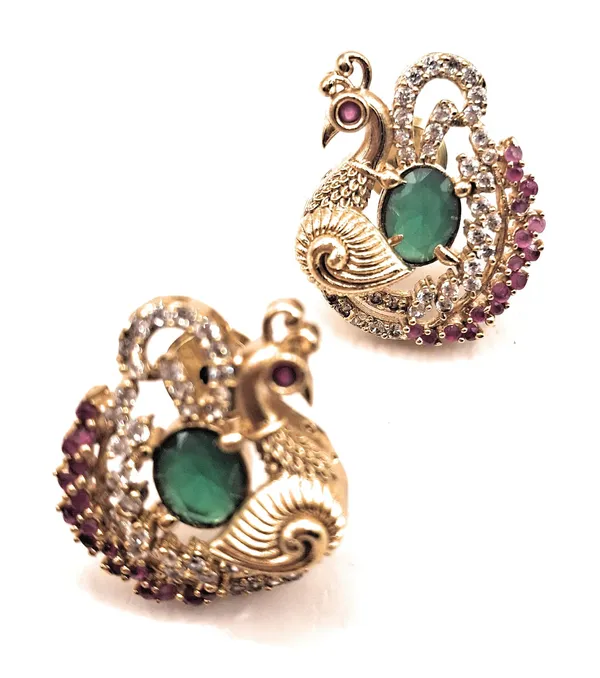 White_And_Red_And_Green_Alloy_And_Gold_Plated_And_Artificial_Stones_Premium_Drop_Earrings_For_Women
