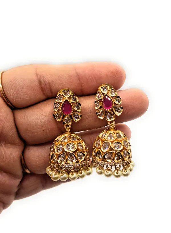 Ruby_Alloy_And_Gold_Plated_And_American_Diamond_And_Artificial_Stones_Premium_Jhumka_Earrings_For_Women