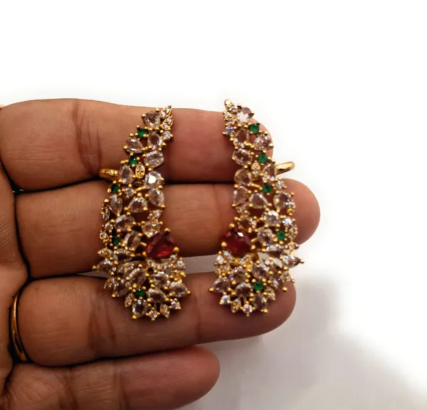 White_And_Red_And_Green_Alloy_Premium_Ear_Cuff_For_Women