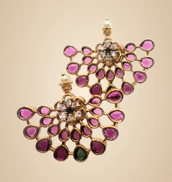 Red_And_Green_Alloy_And_Gold_Plated_Premium_Drop_Earrings_For_Women