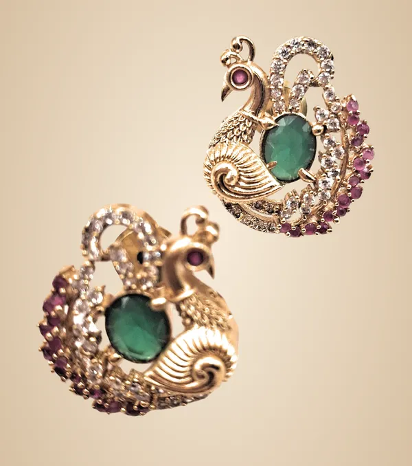 White_And_Red_And_Green_Alloy_And_Gold_Plated_And_Artificial_Stones_Premium_Drop_Earrings_For_Women