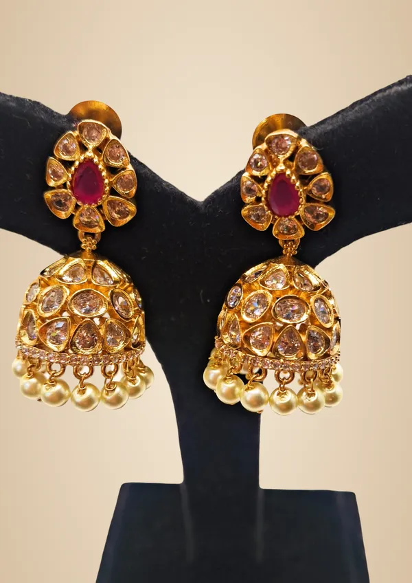 Ruby_Alloy_And_Gold_Plated_And_American_Diamond_And_Artificial_Stones_Premium_Jhumka_Earrings_For_Women