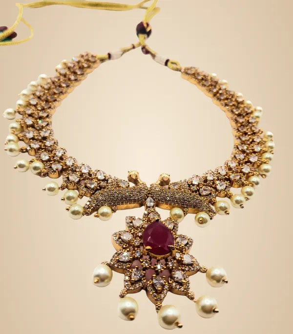 White_And_Red_Alloy_And_Gold_Plated_And_American_Diamond_And_Artificial_Stones_Premium_Jewellery_Set_For_Women