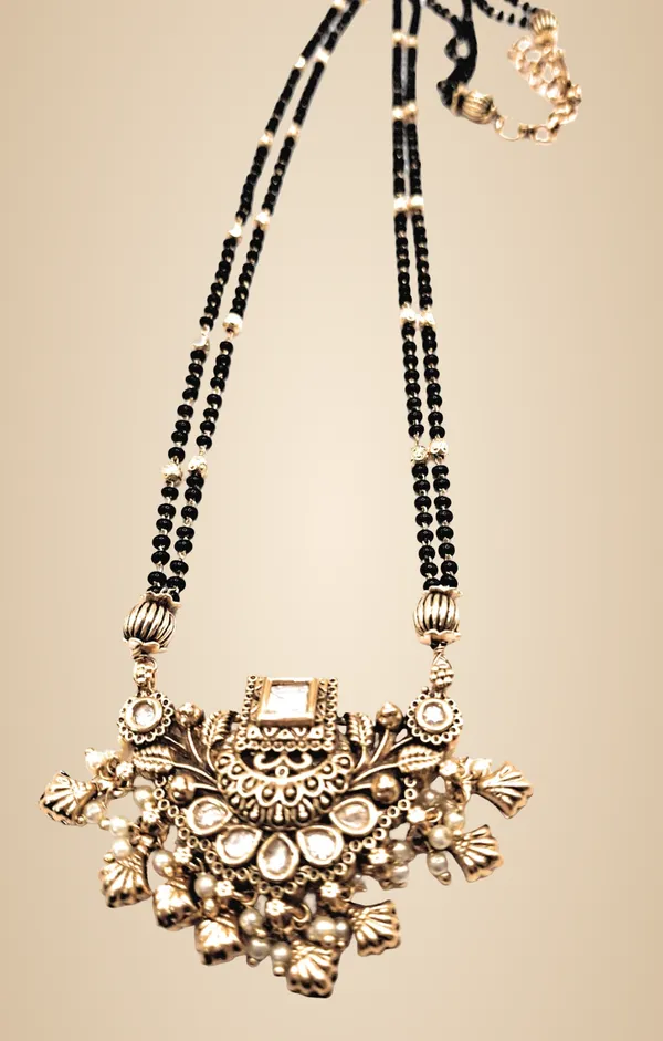 White_Alloy_And_Gold_Plated_And_Black_Beads_Premium_Mangalsutra_Set_For_Women