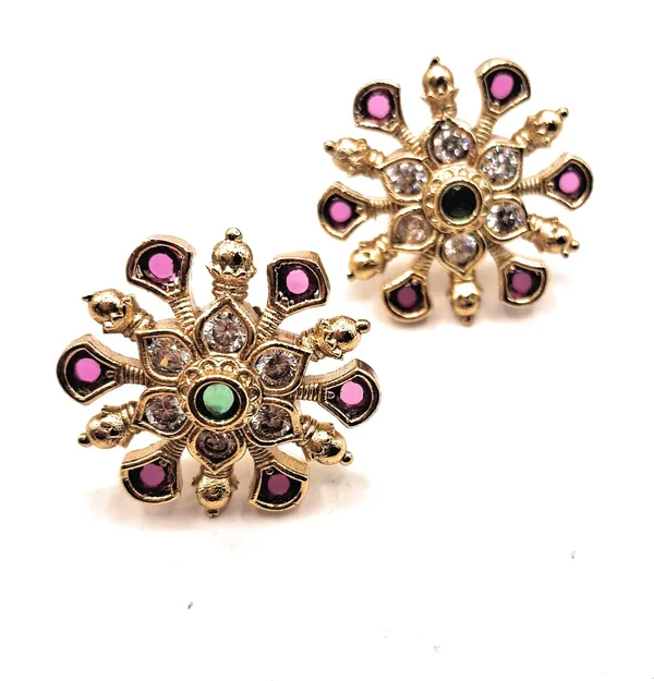 Ruby_And_Green_Alloy_And_Gold_Plated_Premium_Stud_Earrings_For_Women
