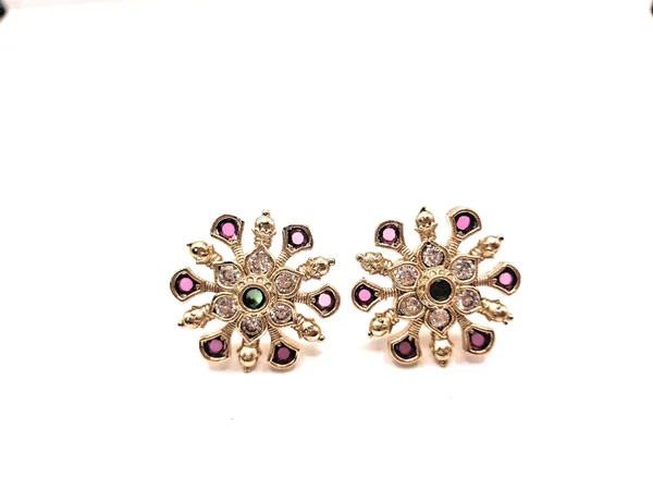 Ruby_And_Green_Alloy_And_Gold_Plated_Premium_Stud_Earrings_For_Women